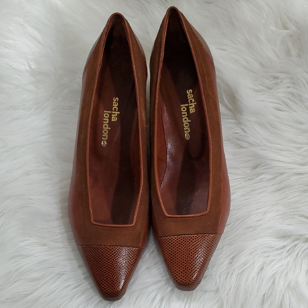 Sacha London Brown Suede And Leather Heels Size 8.5B